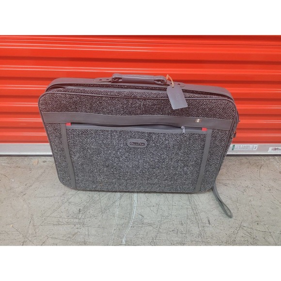 Oscar de la Renta Vintage Leather Trimmed Tweed Suitcase